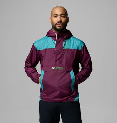Men's Challenger II Windbreaker, Color: Marionberry, Teal, image 7