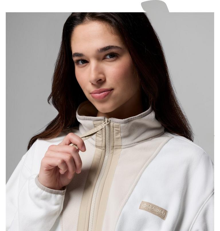 Women&rsquo;s Back Bowl Casual Fleece Jacket, Color: Sea Salt, Dark Stone, Ancient Fossil, image 6
