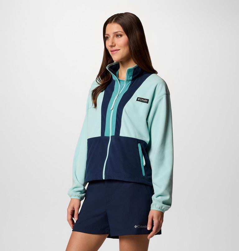 Women’s Back Bowl Casual Fleece Jacket, Color: Spray, Collegiate Navy, image 3