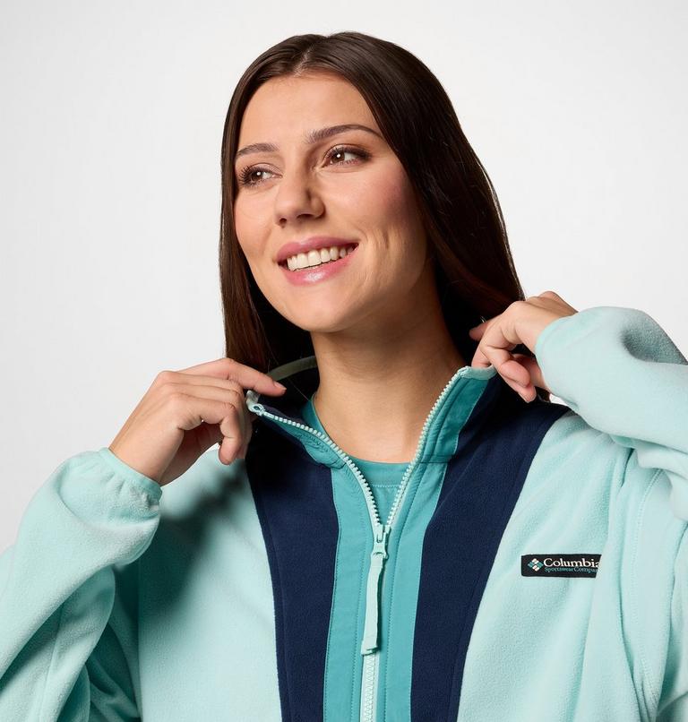 Women’s Back Bowl Casual Fleece Jacket, Color: Spray, Collegiate Navy, image 4