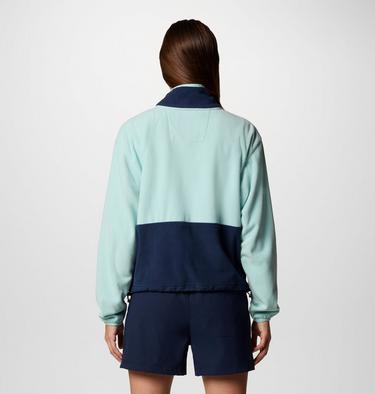 Women’s Back Bowl Casual Fleece Jacket, Color: Spray, Collegiate Navy, image 10