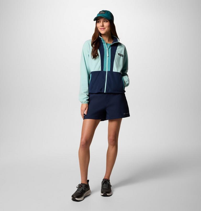 Women’s Back Bowl Casual Fleece Jacket, Color: Spray, Collegiate Navy, image 6