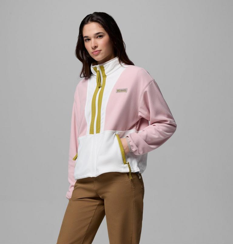 Women&rsquo;s Back Bowl Casual Fleece Jacket, Color: Pink Agate, Sea Salt, Peppercorn, image 4