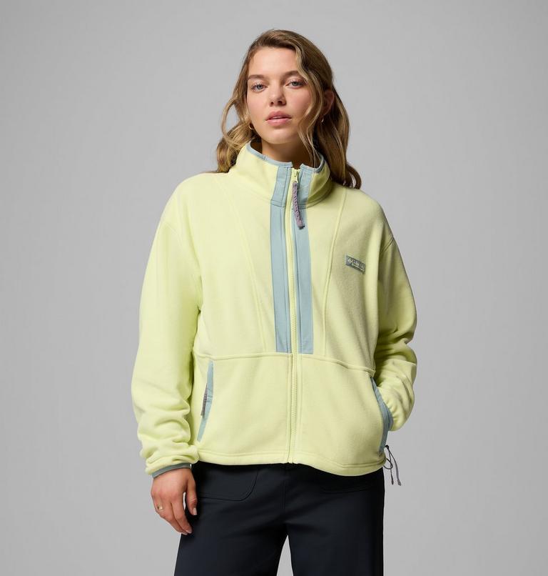 Women’s Back Bowl Casual Fleece Jacket, Color: Citron Haze, Crushed Blue, image 1