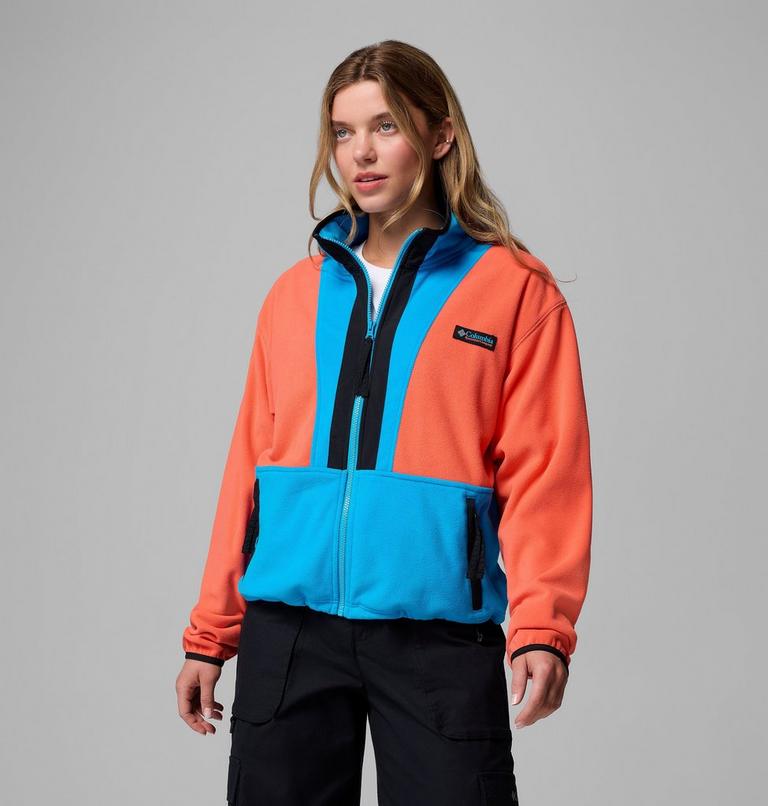 Women’s Back Bowl Casual Fleece Jacket, Color: Zing, Compass Blue, Black, image 4
