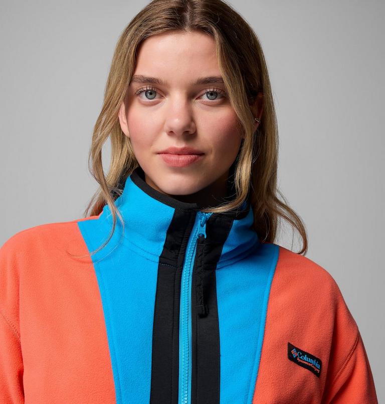Women’s Back Bowl Casual Fleece Jacket, Color: Zing, Compass Blue, Black, image 5