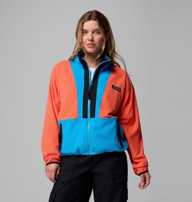 Women’s Back Bowl Casual Fleece Jacket, Color: Zing, Compass Blue, Black, image 1