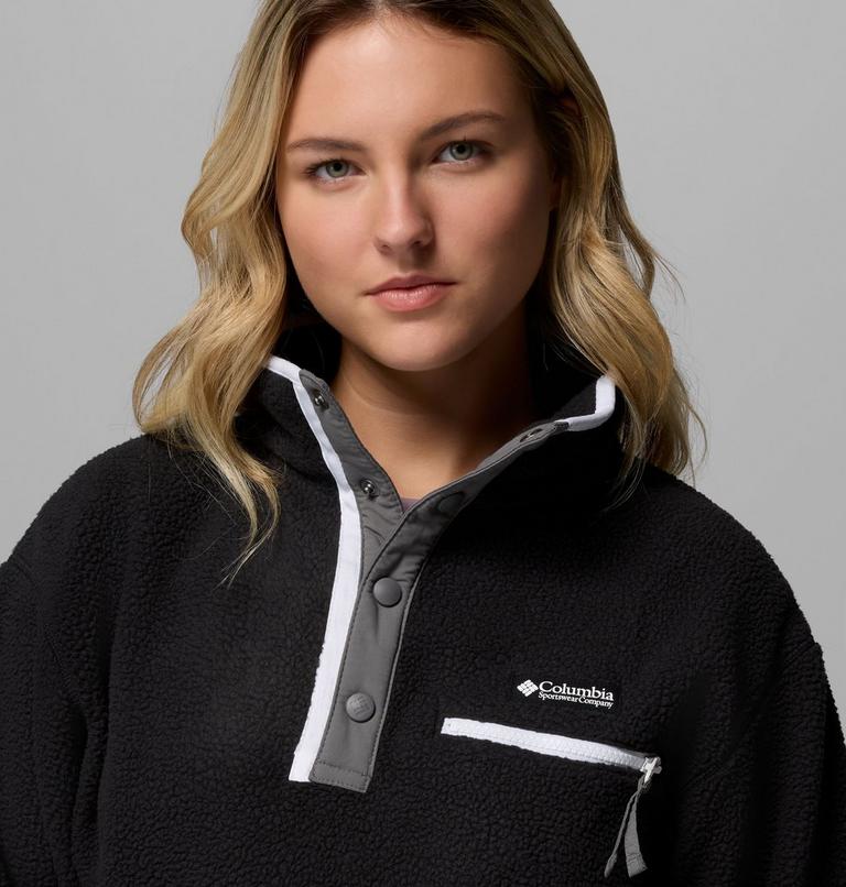 Women's Helvetia II Cropped Sherpa Half Snap Fleece, Color: Black, image 3