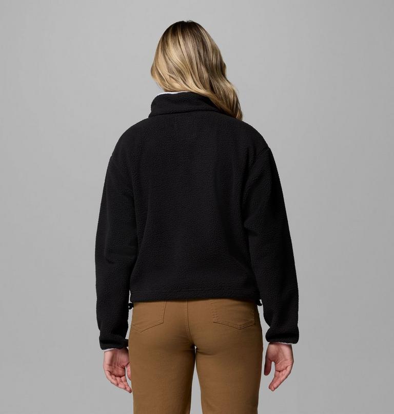 Women's Helvetia II Cropped Sherpa Half Snap Fleece, Color: Black, image 2