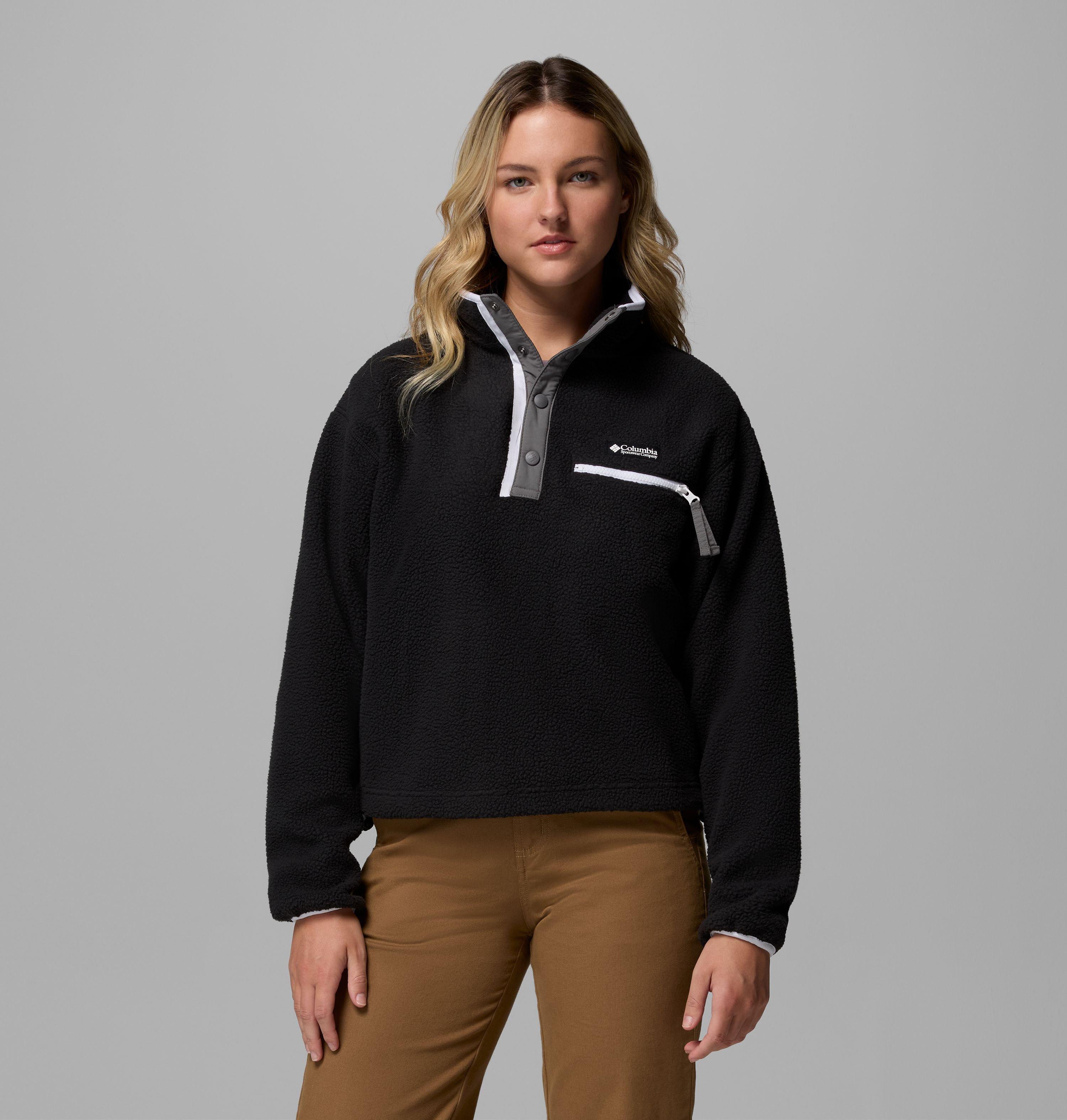 Columbia Sportswear Women's Black Columbia - Helvetia™ Ii Cropped Sherpa Half Snap Fleece - Small