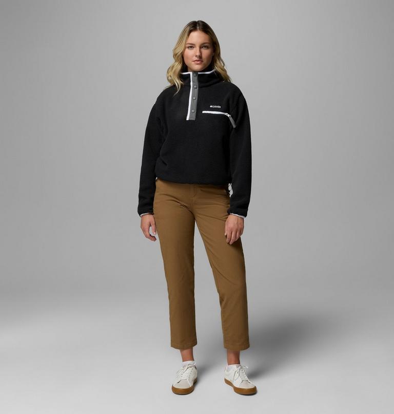Women's Helvetia II Cropped Sherpa Half Snap Fleece, Color: Black, image 2