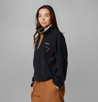 Women's Helvetia II Cropped Sherpa Half Snap Fleece, Color: Black, image 32