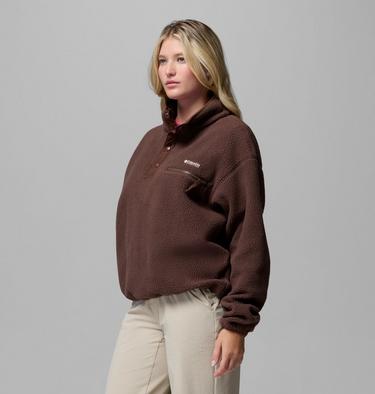 Women's Helvetia II Cropped Sherpa Half Snap Fleece, Color: Tobacco, image 8