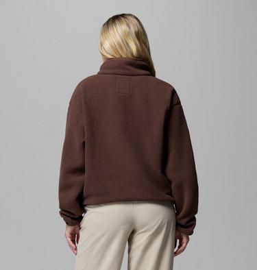 Women's Helvetia II Cropped Sherpa Half Snap Fleece, Color: Tobacco, image 7