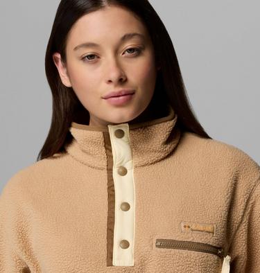 Women's Helvetia II Cropped Sherpa Half Snap Fleece, Color: Canoe, image 31