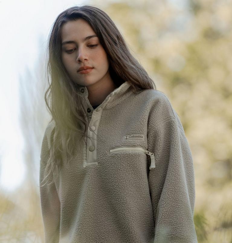 Forro polar sherpa corto con cierre medio Helvetia II para mujer, Color: Ancient Fossil, Dark Stone, Chalk, image 7