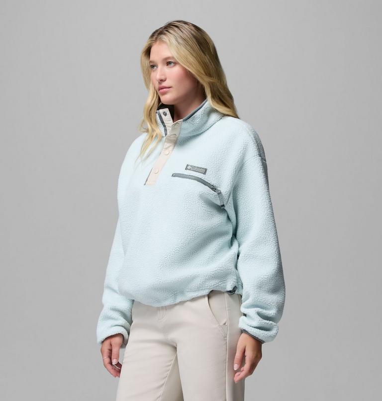 Polaire Sherpa Courte Semi-Boutonn&eacute;e en Helvetia II Femme, Color: Tea Light, Dark Stone, image 4