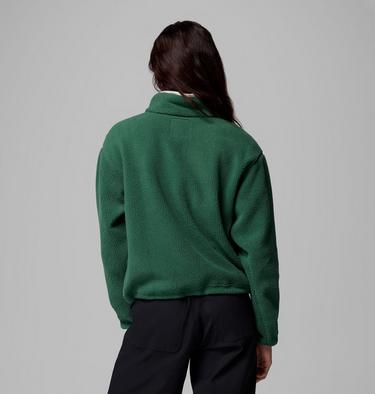 Women's Helvetia II Cropped Sherpa Half Snap Fleece, Color: Rain Forest, Collegiate Navy, Dark Stone, image 15