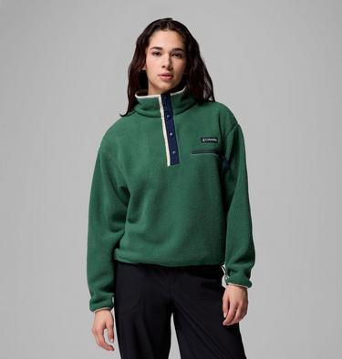 Helvetia II Cropped Half Snap Fleece, Color: Rain Forest, Collegiate Navy, Dark Stone, image 5