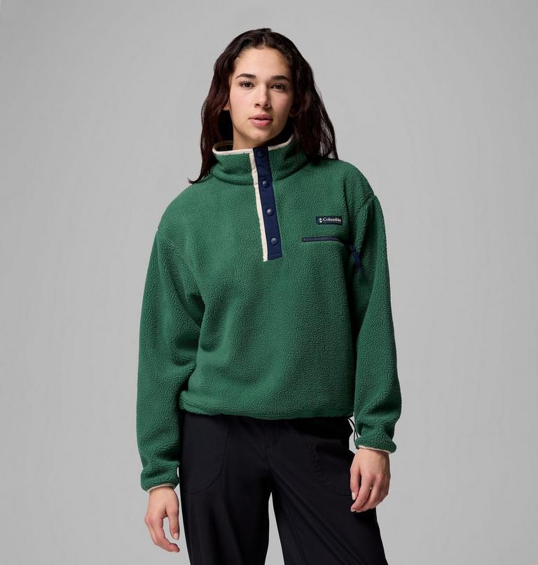 Helvetia II Cropped Half Snap Fleece, Color: Rain Forest, Collegiate Navy, Dark Stone, image 1
