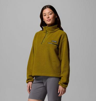 Women's Helvetia II Cropped Sherpa Half Snap Fleece, Color: Mossy Green, Mossy Green, Greenscape, image 28