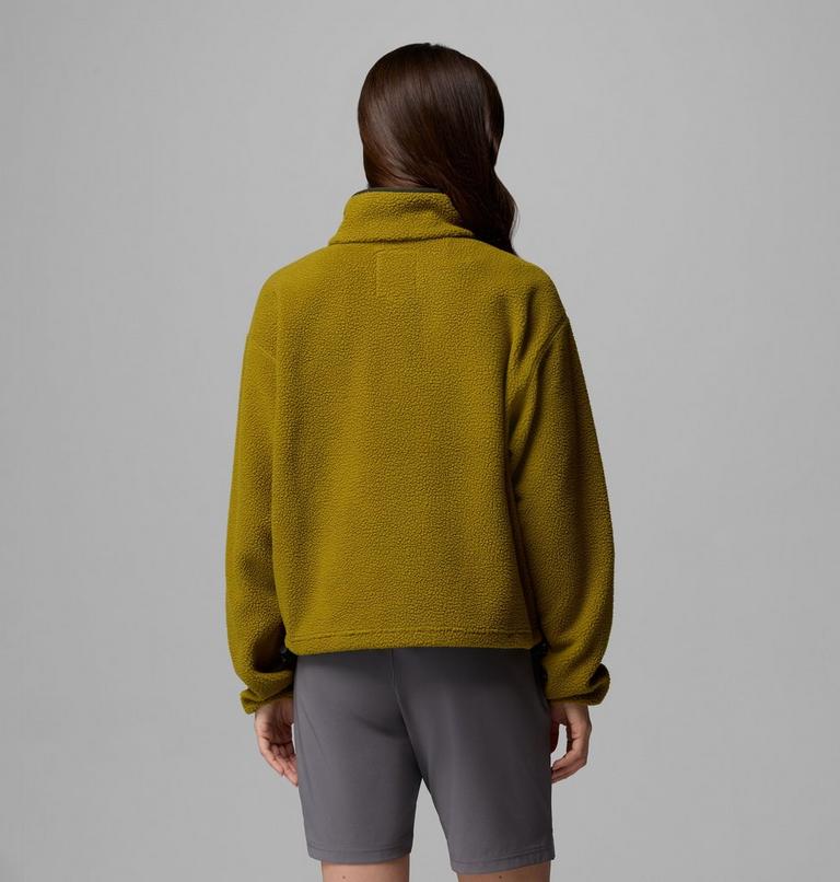 Women's Helvetia II Cropped Sherpa Half Snap Fleece, Color: Mossy Green, Mossy Green, Greenscape, image 3