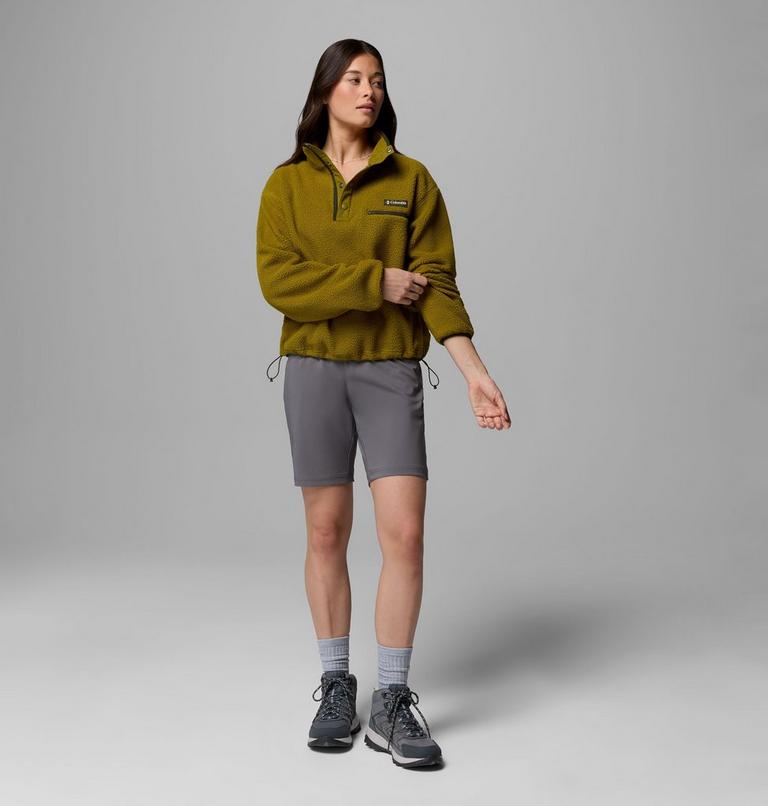 Women's Helvetia II Cropped Sherpa Half Snap Fleece, Color: Mossy Green, Mossy Green, Greenscape, image 2