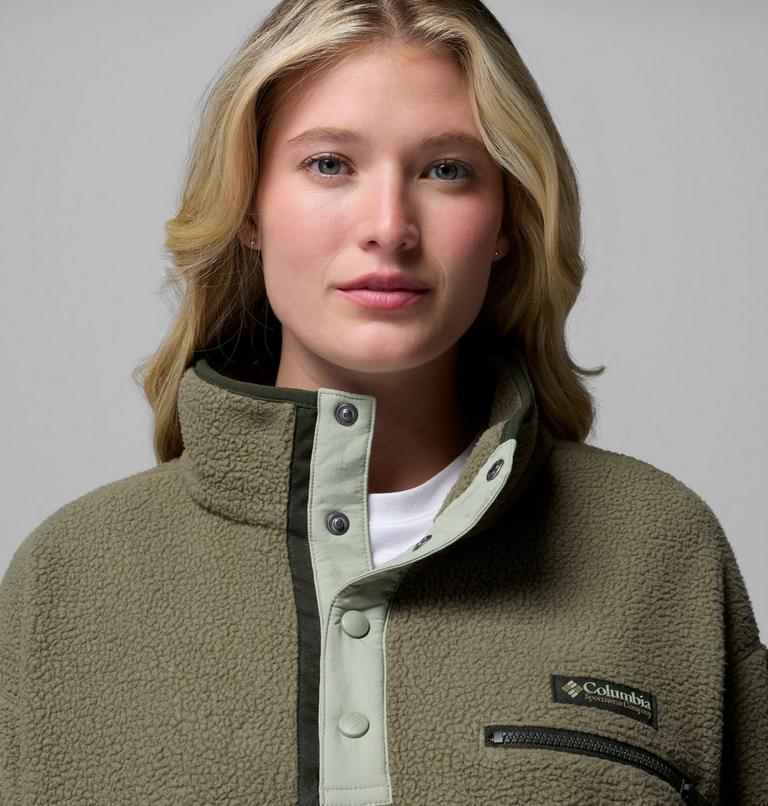 Helvetia II gecropptes Sherpa Half Snap Fleece, Color: Stone Green, Safari, image 5