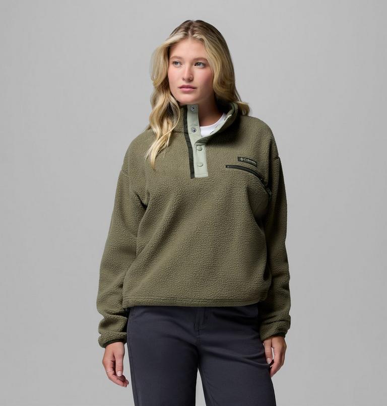Helvetia II gecropptes Sherpa Half Snap Fleece, Color: Stone Green, Safari, image 1