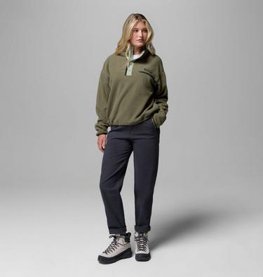 Helvetia II Cropped Half Snap Fleece, Color: Stone Green, Safari, image 14
