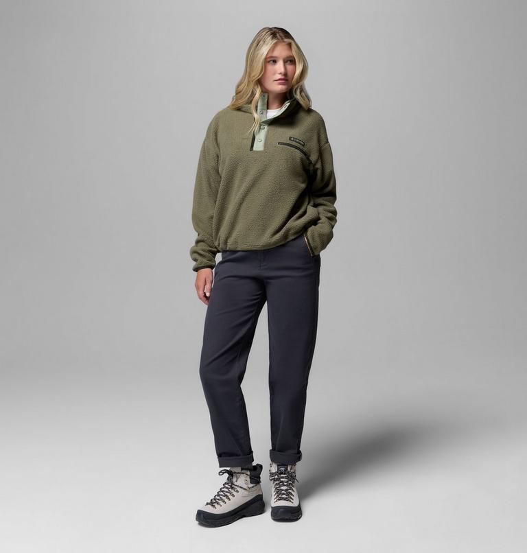 Helvetia II gecropptes Sherpa Half Snap Fleece, Color: Stone Green, Safari, image 2