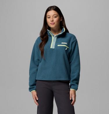 Helvetia II Cropped Half Snap Fleece, Color: Everblue, Crushed Blue, Citron Haze, image 1