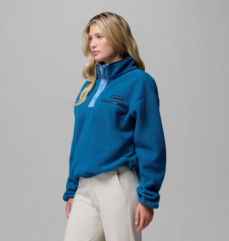 Helvetia II gecropptes Sherpa Half Snap Fleece, Color: Phoenix Blue, Rainy Day, image 4