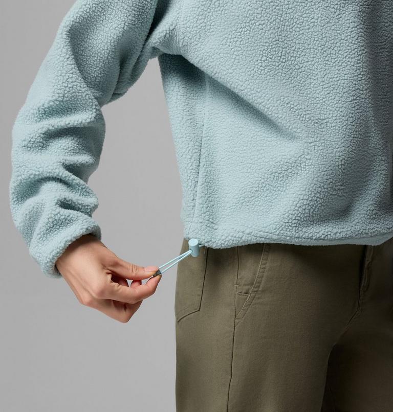 Women's Helvetia II Cropped Sherpa Half Snap Fleece, Color: Crushed Blue, Safari, Marine Light, image 6