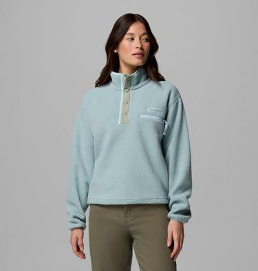 Helvetia II Cropped Half Snap Fleece, Color: Crushed Blue, Safari, Marine Light, image 15