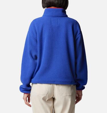 Women's Helvetia II Cropped Sherpa Half Snap Fleece, Color: Clematis Blue, image 34