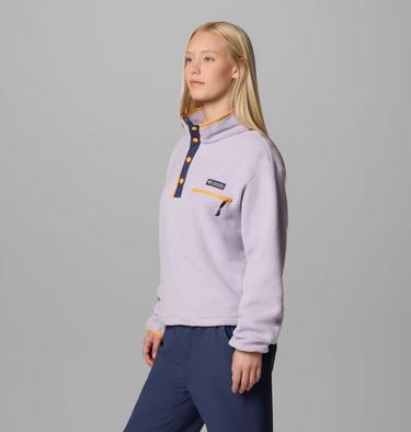 Women's Helvetia II Cropped Sherpa Half Snap Fleece, Color: Lavender Pearl, image 3