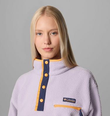 Women's Helvetia II Cropped Sherpa Half Snap Fleece, Color: Lavender Pearl, image 4