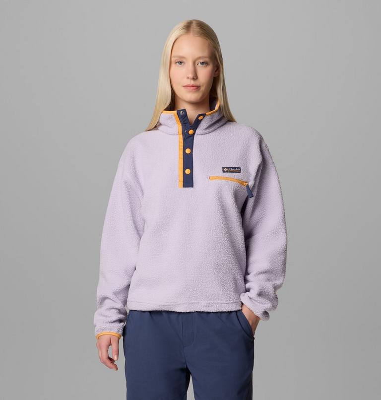 Helvetia II Cropped Half Snap Fleece, Color: Lavender Pearl, image 1