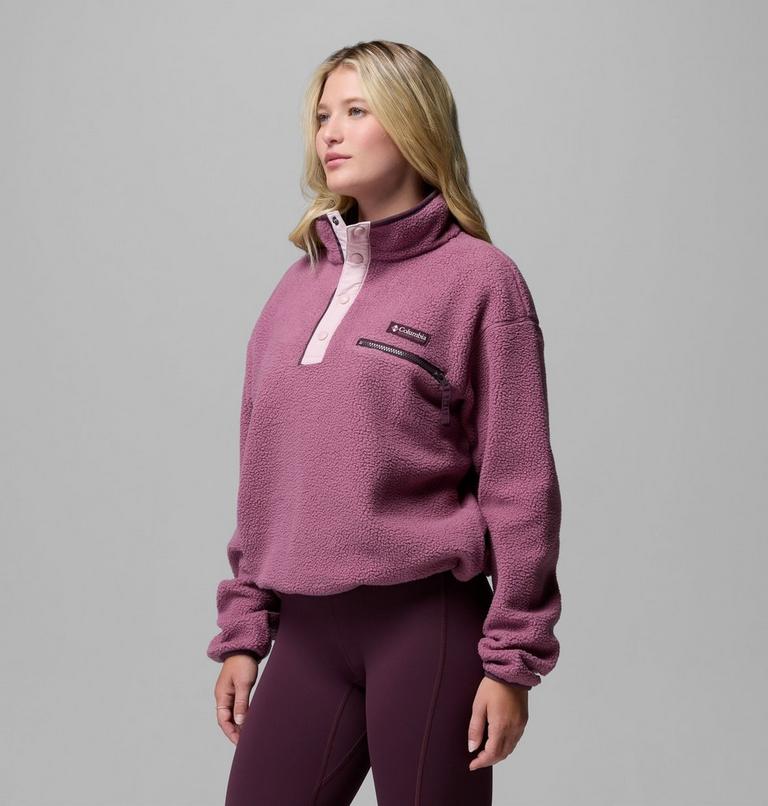 Helvetia II gecropptes Sherpa Half Snap Fleece, Color: Antique Mauve, Mineral Pink, image 4