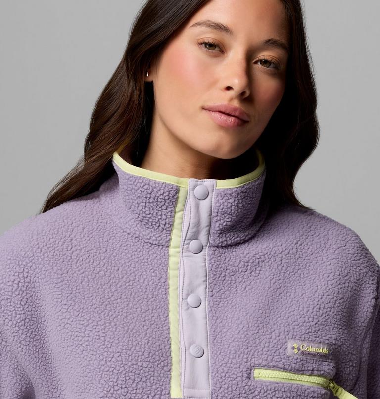 Women's Helvetia II Cropped Sherpa Half Snap Fleece, Color: Shale Purple, Lavender Pearl, Citron Haz, image 5