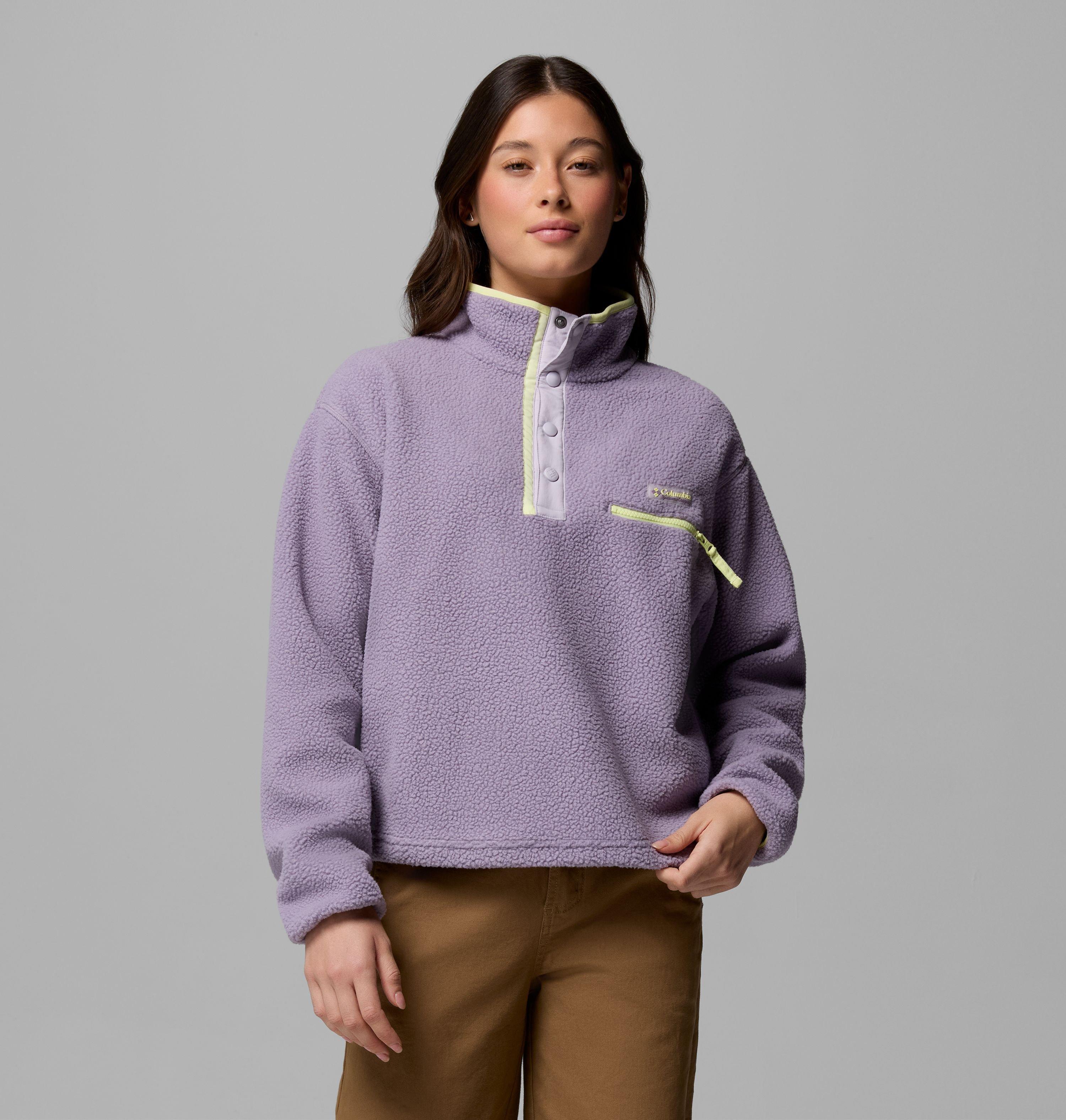 Columbia Sportswear Women's Purple Columbia - Helvetia™ Ii Cropped Sherpa Half Snap Fleece - Shale Lavender Pearl, Citron Haz Medium