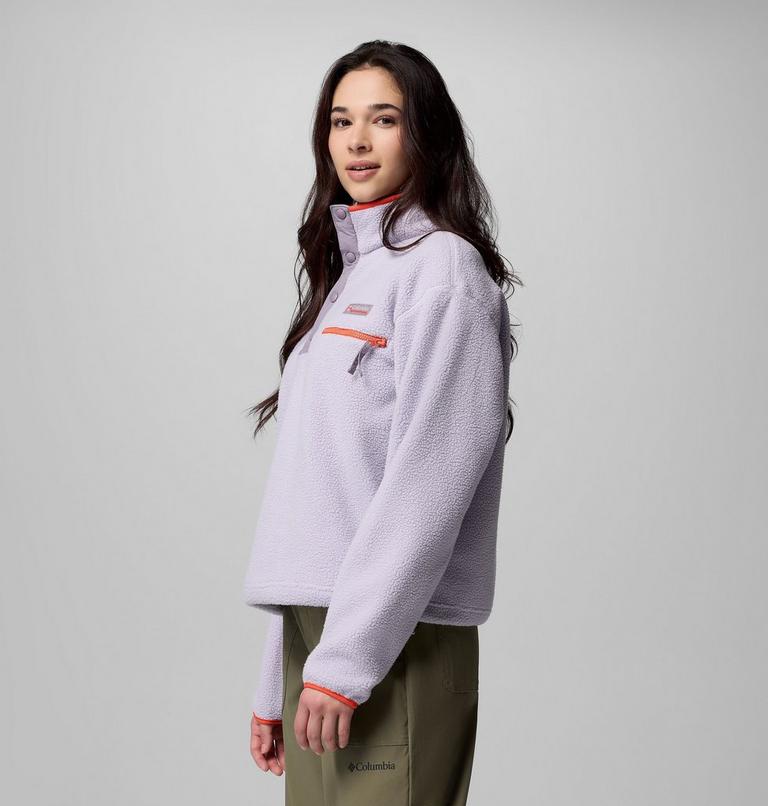 Helvetia II Cropped Half Snap Fleece, Color: Lavender Pearl, Shale Purple, Zing, image 4