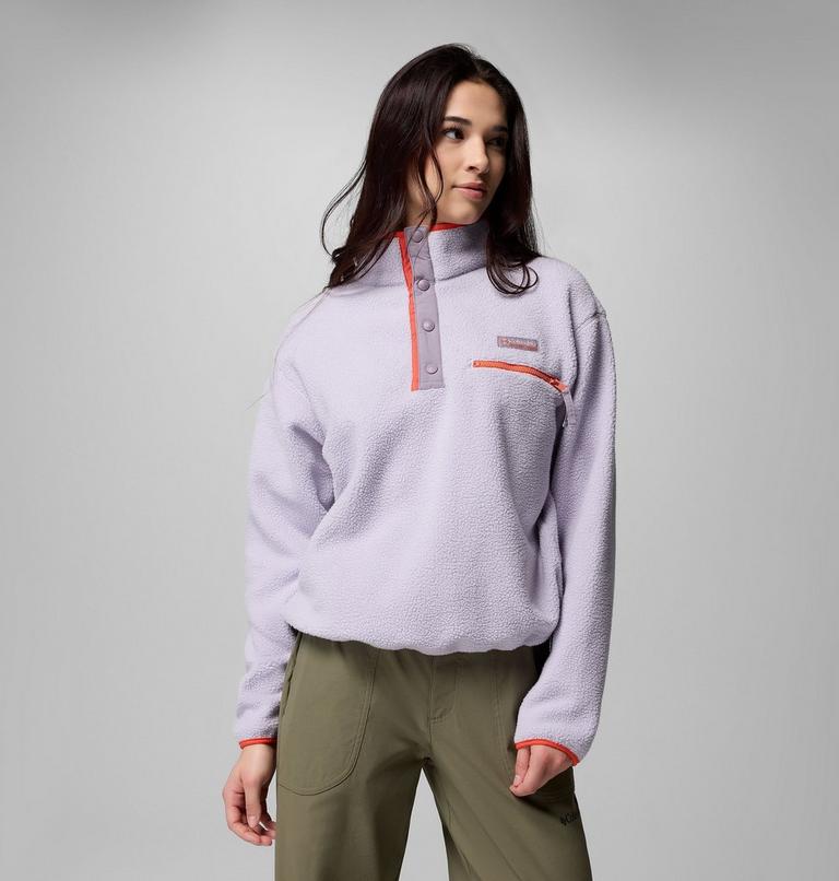 Helvetia II Cropped Half Snap Fleece, Color: Lavender Pearl, Shale Purple, Zing, image 6