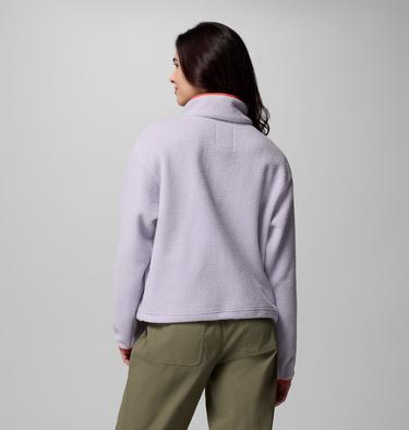 Women's Helvetia II Cropped Sherpa Half Snap Fleece, Color: Lavender Pearl, Shale Purple, Zing, image 7