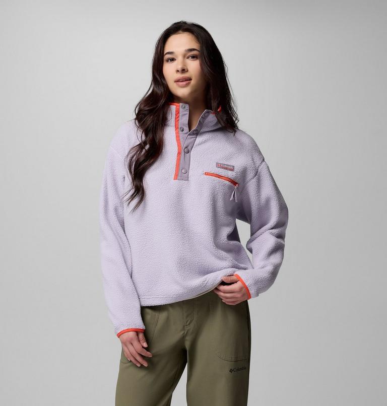 Helvetia II Cropped Half Snap Fleece, Color: Lavender Pearl, Shale Purple, Zing, image 1