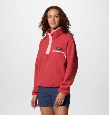 Women's Helvetia II Cropped Sherpa Half Snap Fleece, Color: Daredevil, image 19