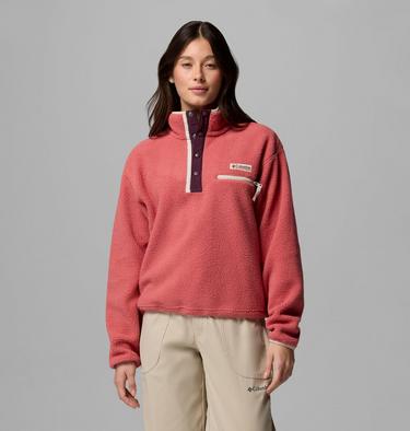 Helvetia II Cropped Half Snap Fleece, Color: Washed Red, Moonvista, Dark Stone, image 9