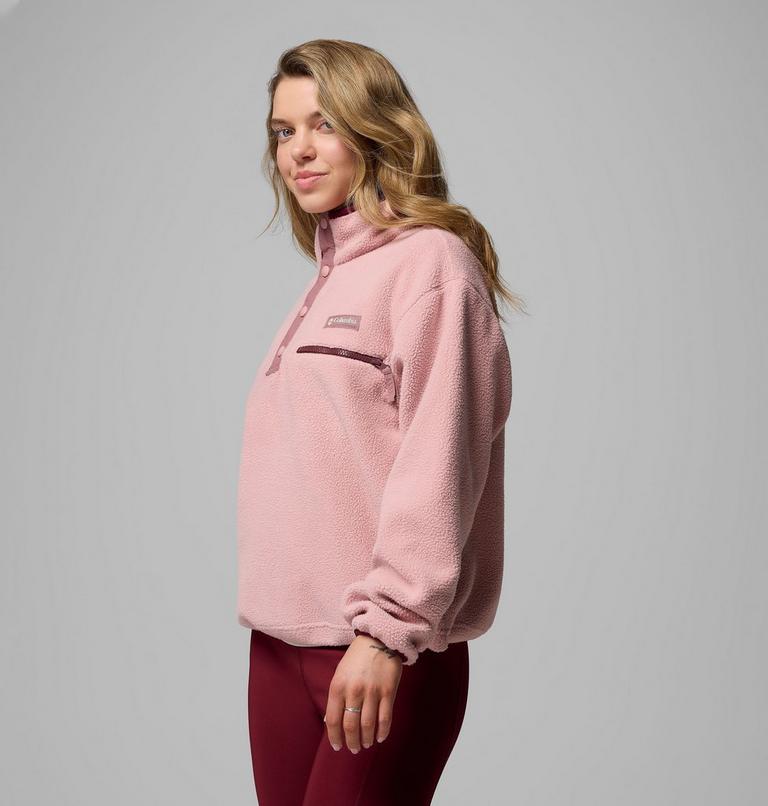 Helvetia II Cropped Half Snap Fleece, Color: Eraser Pink, Fig, Rich Wine, image 4