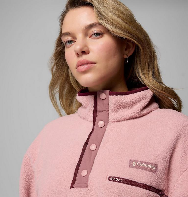 Helvetia II Cropped Half Snap Fleece, Color: Eraser Pink, Fig, Rich Wine, image 5